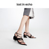 lost in echo2024春季新款设计师品牌尖头不规则交叉细带粗跟凉鞋 商品缩略图1