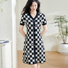 米思阳2026春夏新款时尚别致拼接连衣裙棋盘格弹力针织a字裙0571 商品缩略图1
