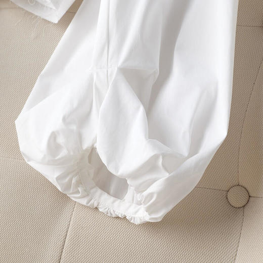 TZF-春装衬衫女短款新款设计感小众洋气灯笼袖衬衣宽松显瘦上衣 商品图3