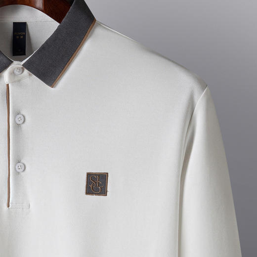 14LP3717114LP37171【双面含桑蚕丝】罗蒙男士绣花polo衫男长袖t恤男春秋男士polo衫 商品图6