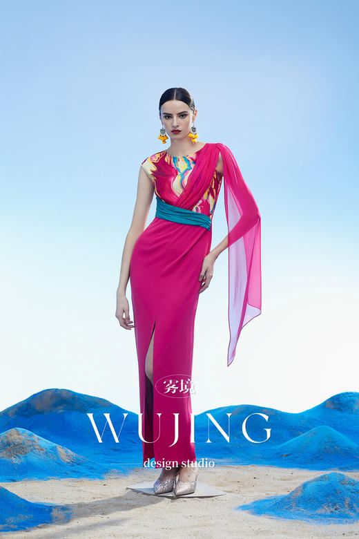 3204095 丹霞染绫 韩国进口水晶乔其纱进口斜纹织锦缎连衣裙 雾境 商品图2