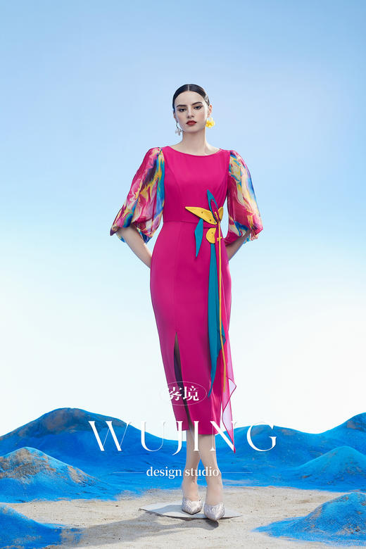 3204093 丹霞染绫 韩国进口水晶乔其纱进口斜纹织锦缎连衣裙 雾境 商品图2