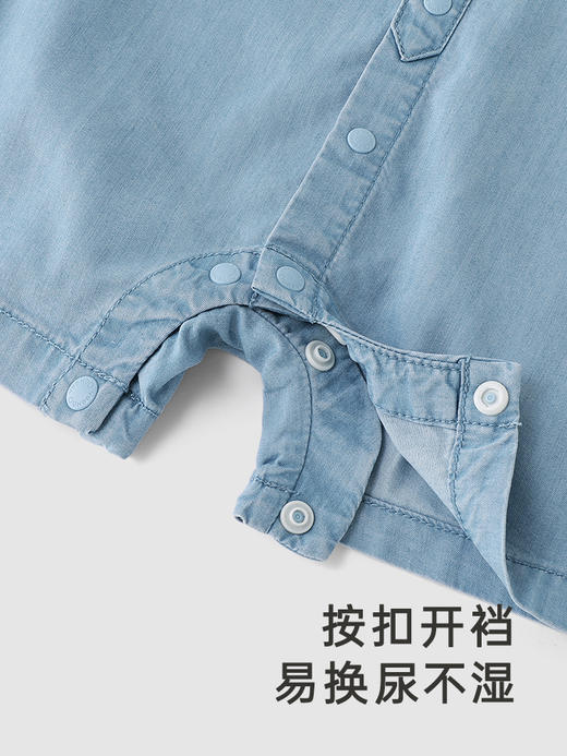 英氏男宝短袖连体衣夏季防晒凉感爬服婴儿连身衣牛仔YRHBJ2Q350A 商品图3