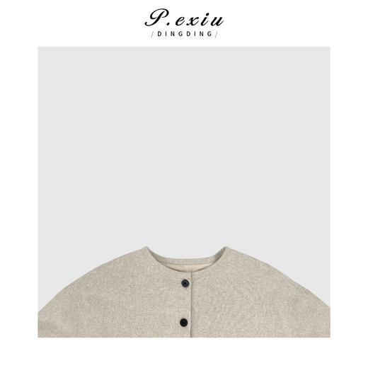 04-4潘依绣丁丁宠粉亚麻极简设计感后开叉圆领外套 W-61781 商品图3