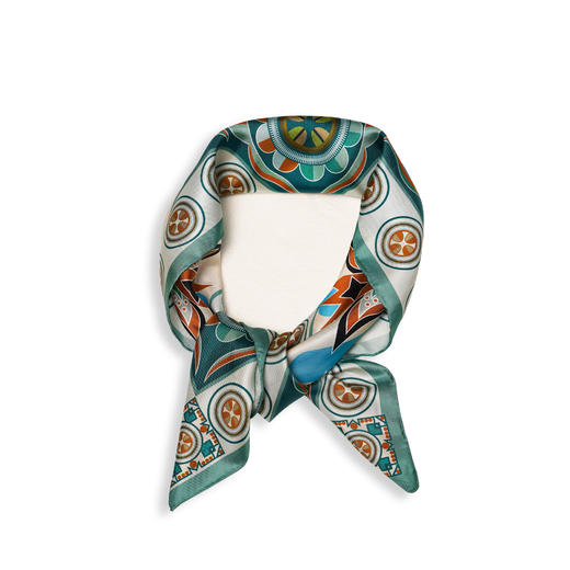 深山集市桑蚕丝车边纹样印花方巾90cm*90cm 商品图2