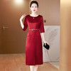 LC 2406酒红色宴会连衣裙修身版型妈妈装 商品缩略图0