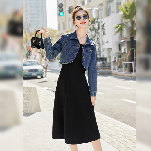 HR WH68719时尚潮流吊带连衣裙牛仔外套两件套 商品图2