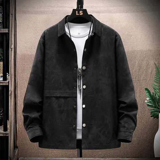 【新款DXC】大依优型大码翻领衬衫外套夹克加肥加大胖子上衣男士外套肥佬男装 商品图2