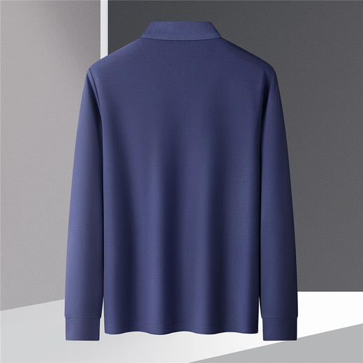 【高周波胸标】罗蒙春秋男士仿丝光polo衫男长袖t恤男商务男士polo衫 商品图8