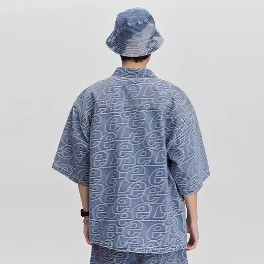 Lee商场同款Logo提花浅蓝色男短袖牛仔衬衫LMT007461203412A05310 商品图1