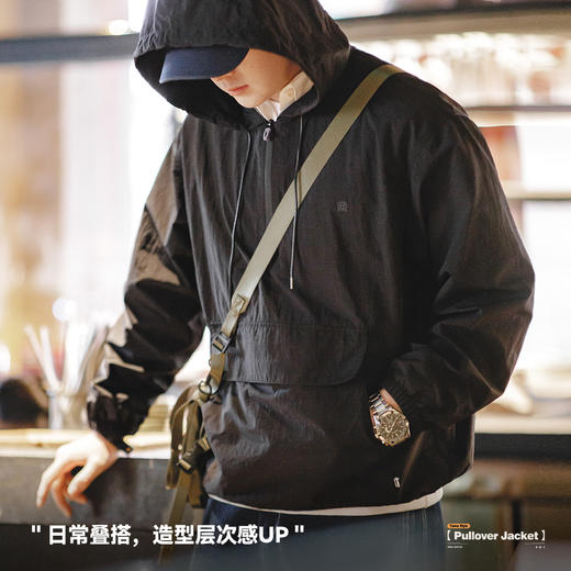 工装优选山系户外半拉链连帽夹克卫衣运动风宽松休闲套头外套男春 商品图4