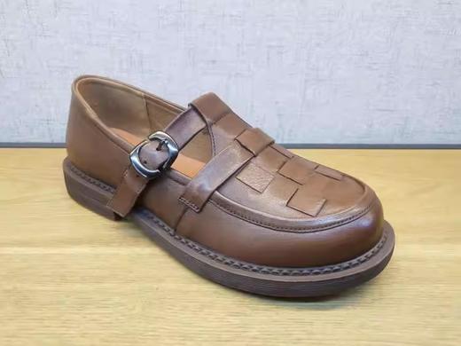 2022春季新款豪行真皮女鞋22192016中口平底英伦复古休闲单鞋正品 商品图1