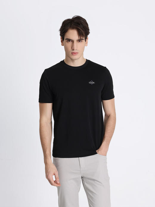callisto黑色弹力混纺T恤 STTSS198C 商品图0