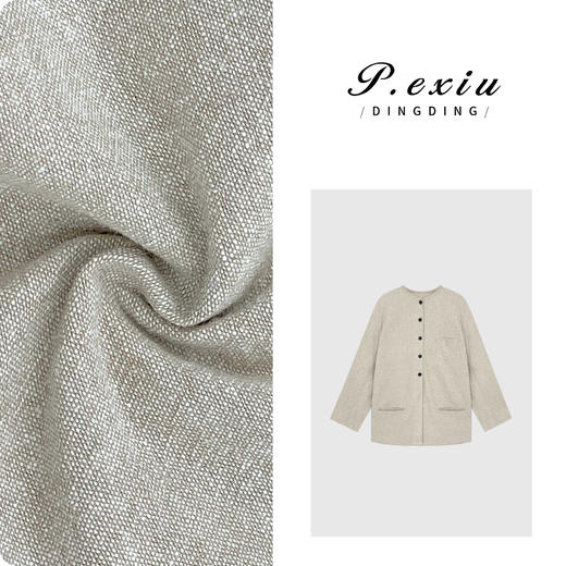 04-4潘依绣丁丁宠粉亚麻极简设计感后开叉圆领外套 W-61781 商品图0