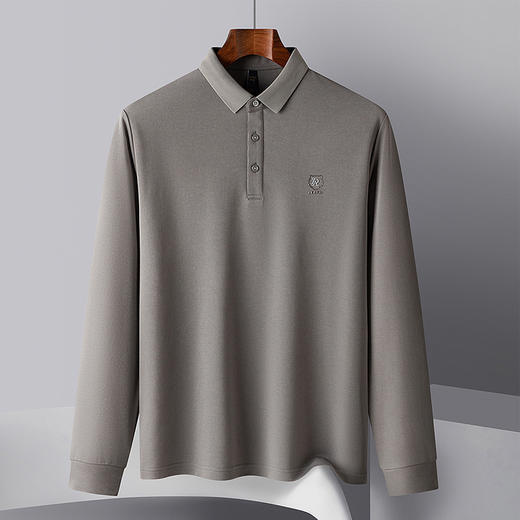 【双面含桑蚕丝】罗蒙春秋男士商务polo衫男长袖t恤男春秋男士polo衫 商品图6