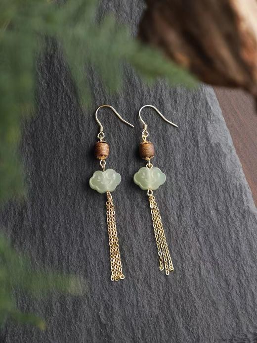 0.6鼓珠如意和田玉耳环 商品图2