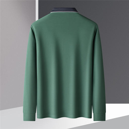 【撞色领】罗蒙春秋男士仿丝光polo衫男长袖t恤男商务男士polo衫长袖 商品图6