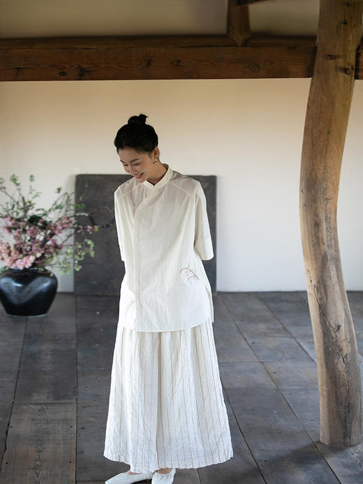 牧衣游原创 手绣净棉衬衫轻薄细腻古朴中式上衣百搭衬衣新款 素问 商品图2