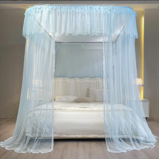 自然醒A类U型导轨蚊帐加密加厚滑轮轨道落地家用卧室防尘顶白色2406HH 商品图4