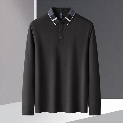 【撞色领】罗蒙春秋男士仿丝光polo衫男长袖t恤男商务男士polo衫长袖 商品图5