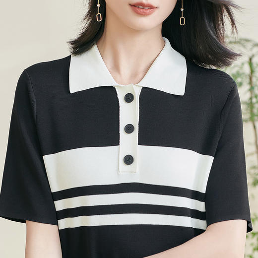 米思阳2025夏新款时尚休闲拼色连衣裙宽松直筒针织连衣裙女0620 商品图4