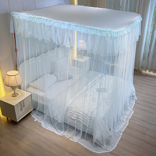 自然醒A类U型导轨蚊帐加密加厚滑轮轨道落地家用卧室防尘顶白色2406HH 商品图7