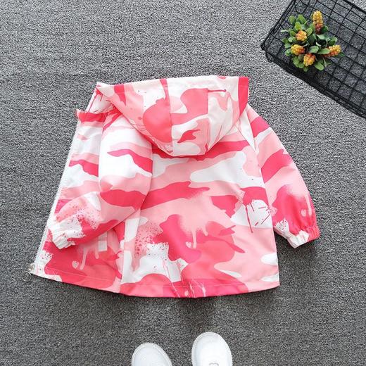 女童冲锋衣2024春装新款男童外套春秋款女宝宝迷彩连帽洋气外衣 商品图0