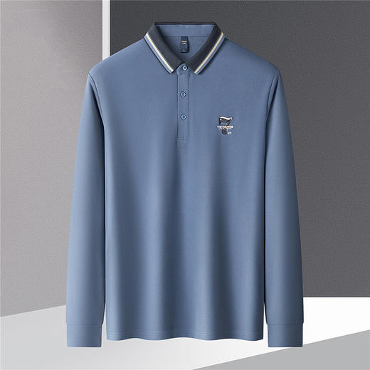 14LP3701114LP37011【绣花胸标】罗蒙春秋男士仿丝光polo衫男长袖t恤男商务男士polo衫 商品图2