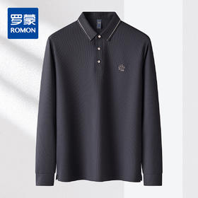 【华夫格】罗蒙春秋男士抗皱免烫polo衫男长袖t恤男商务男士polo衫