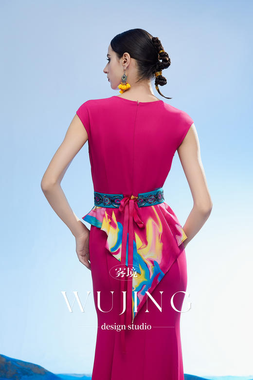 3204092 丹霞染绫 韩国进口水晶乔其纱进口斜纹织锦缎连衣裙 雾境 商品图5