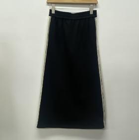 104WS织带撞边休闲膝下A裙31009（黑） 冬季 304354032105