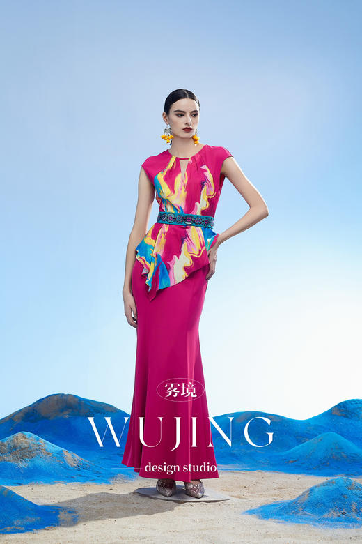 3204092 丹霞染绫 韩国进口水晶乔其纱进口斜纹织锦缎连衣裙 雾境 商品图3