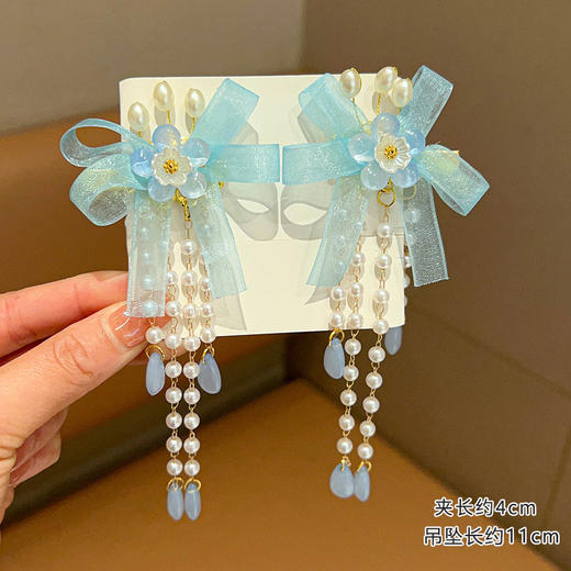 【儿童古风蝴蝶飘带发夹】唐装汉服宝宝 超仙发饰 女孩中国风流苏侧边夹 商品图10