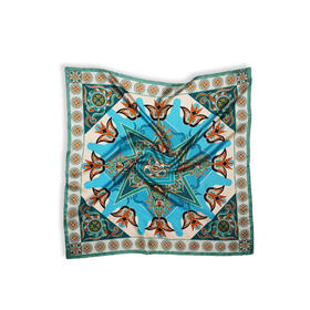 深山集市桑蚕丝车边纹样印花方巾90cm*90cm