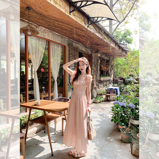 <曾小咸推荐> 【温柔蔷薇】粉色荷叶边连衣裙 商品图0