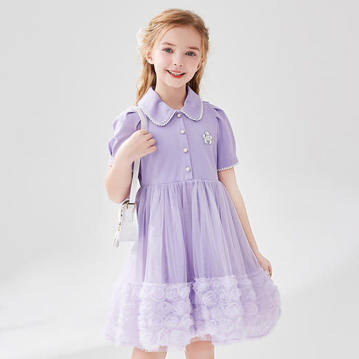 笛莎Deesha 女童连衣裙2024年新款POLO轻礼服网纱连衣裙 商品图1