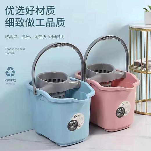 厚拖地桶地拖桶 颜色随机1个 手压带滑轮加厚洗拖把桶挤水桶墩布清洁单桶拖把压干桶家用大容量 商品图0