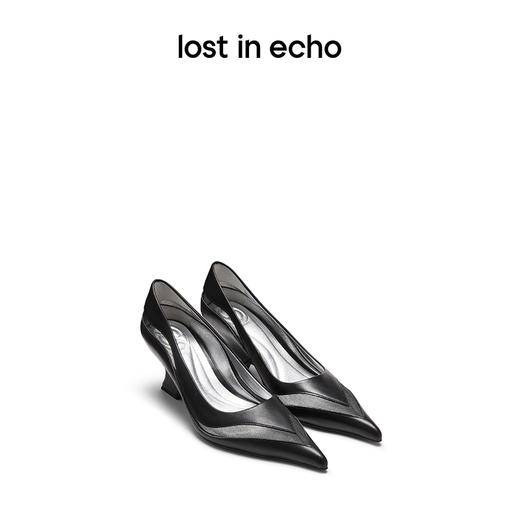 lost in echo2024春季新款设计师品牌尖头割线条拼接异形跟单鞋女 商品图0