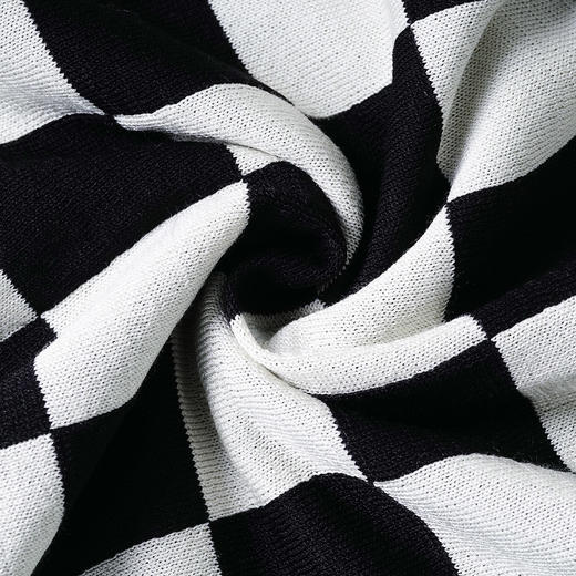 米思阳2026春夏新款时尚别致拼接连衣裙棋盘格弹力针织a字裙0571 商品图3