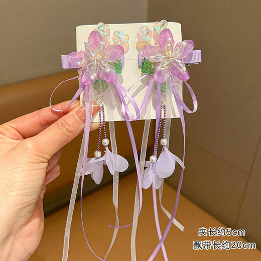 【儿童古风蝴蝶飘带发夹】唐装汉服宝宝 超仙发饰 女孩中国风流苏侧边夹 商品图13