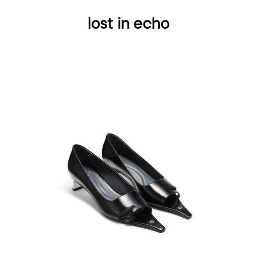 lost in echo2024春季新款设计师品牌尖头镂空露趾低跟浅口单鞋女 商品图0