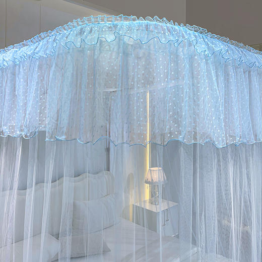 自然醒A类U型导轨蚊帐加密加厚滑轮轨道落地家用卧室防尘顶白色2406HH 商品图8