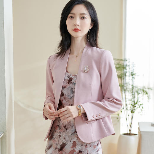 米思阳2026春季新款职业气质女士粉色西装外搭小个子炸街外套1133 商品图1