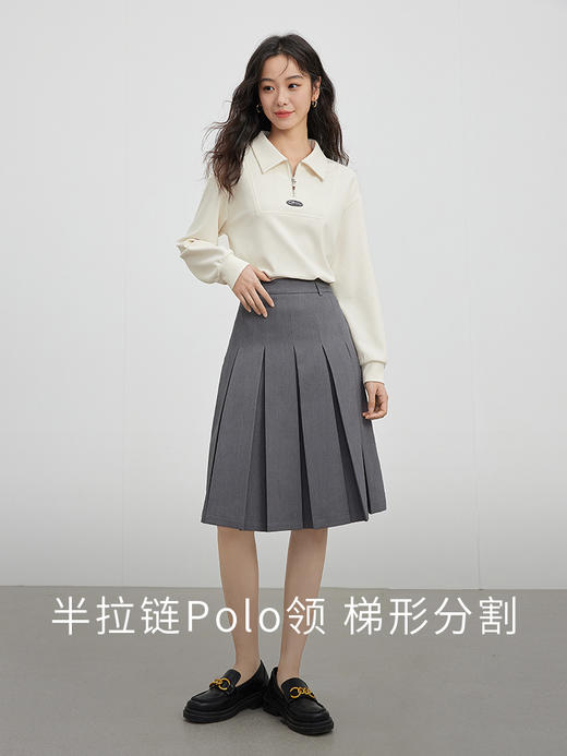 【年终特卖】熙世界半拉链POLO领卫衣2025秋装新款设计感宽松休闲翻领上衣 商品图2