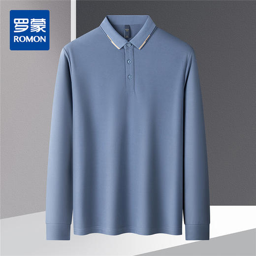 【提花领】罗蒙春秋男士仿丝光polo衫男长袖t恤男商务男士polo衫长袖 商品图4