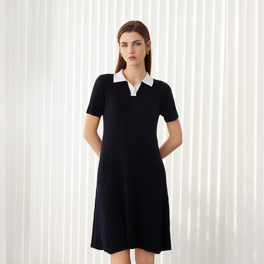 【棉桑蚕丝坑条纹连衣裙】24年春夏新品中长款收腰显瘦连衣裙 商品图2