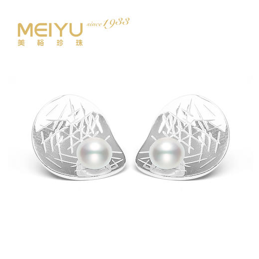 美裕 银925淡水珍珠耳钉5-6mm白 107892 商品图0