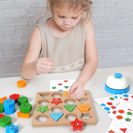 儿童几何形状配对亲子双人对战专注力益智思维训练桌面上积木玩具 商品图1