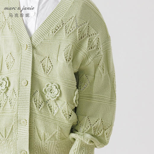 马克珍妮女童立体小花V领针织开衫儿童上衣2024年春装新款240309 商品图2
