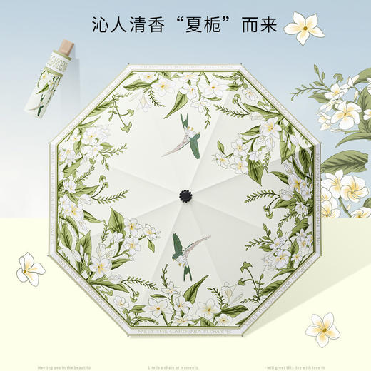 防晒遮阳伞【黑胶手动 大三折反向雨伞女】伞田园古风款式折叠伞 商品图9